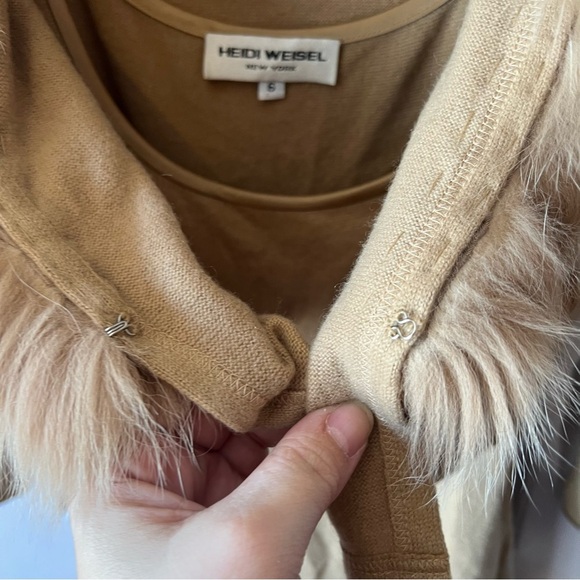 Vintage 90s Heidi Weisel Cashmere Silk Fox Fur Cardigan and Dress Set Size 6 - Picture 8 of 16